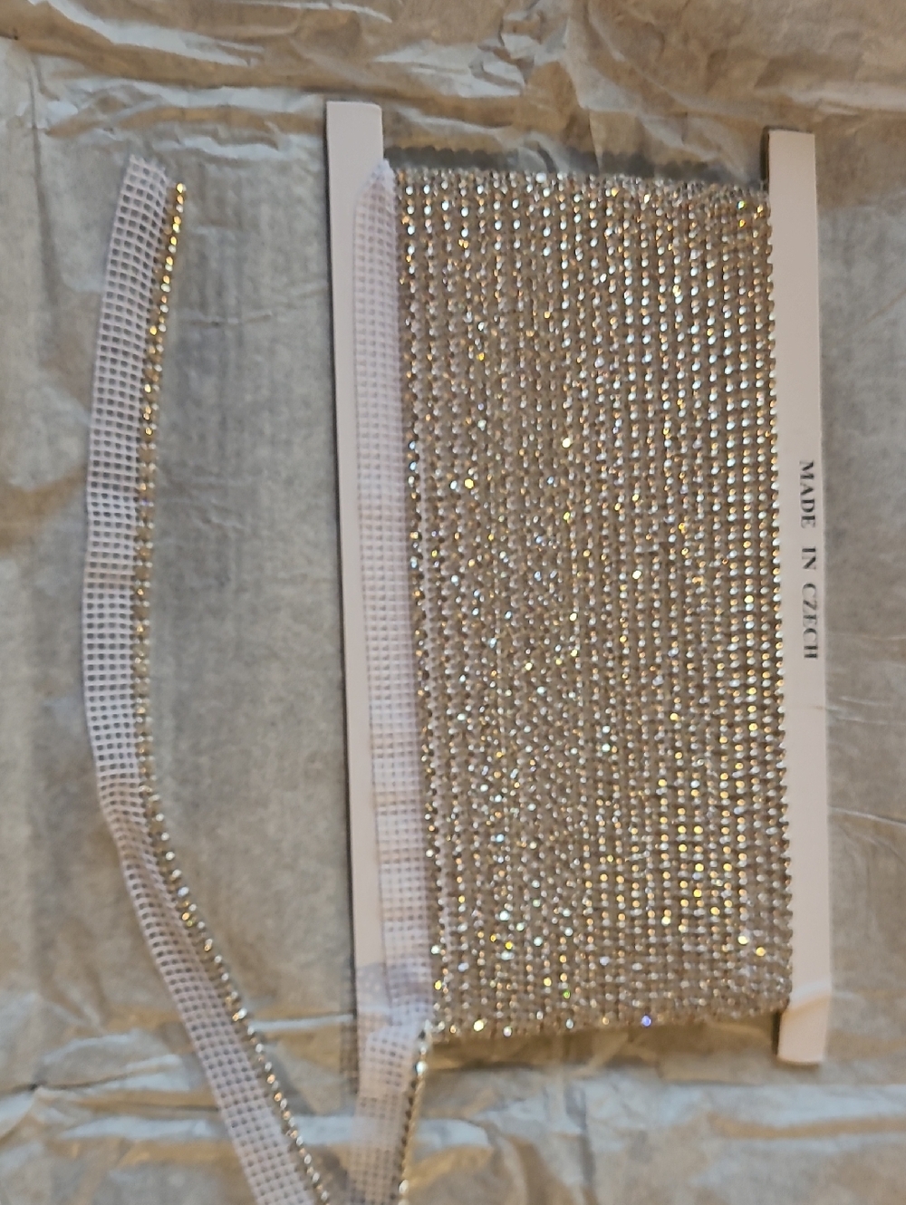 CZECH Crystal Rhinestone Trim Roll - Clear/Silver Sparkle, One Line With Mesh